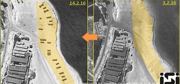 Foto citra satelit menunjukkan rudal dikerahkan di pulau sengketa di Laut China Selatan. (Intelijen)